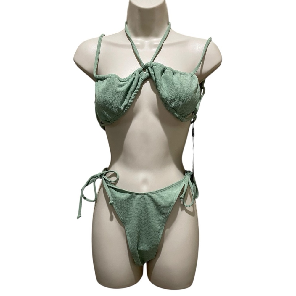 Zaful Textured Tie Side Bikini Set Green Women’s Size Small NWT